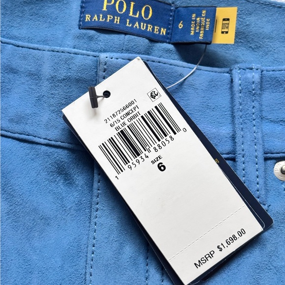 RARE! POLO RALPH LAUREN Blue Label Suede Super Flare Mid Rise Pants—NWT—6 - Picture 8 of 15